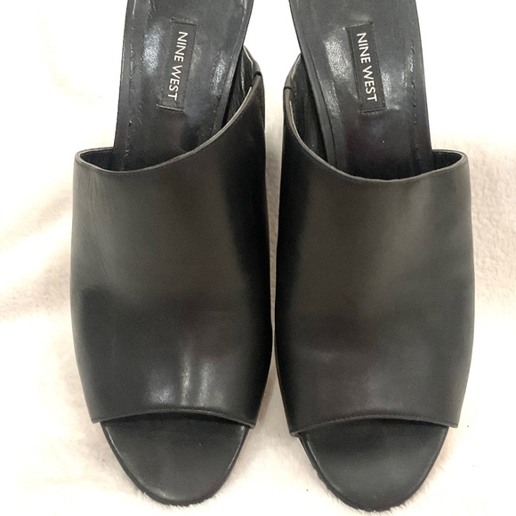Black Nine West Janissah Chunky Peep Toe Slip On Mule Sandal Size 12M - Picture 4 of 13